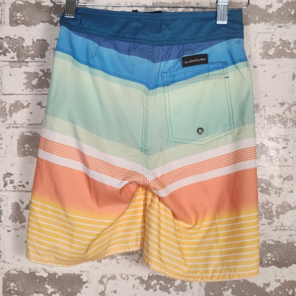 Quiksilver Boys Multi-Color Striped Swim Trunks